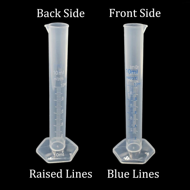 bociloy 5PCS 10ml Measuring Cylinder, Plastic Transparent Graduated Cylinder, Science Test Tube Flask, 2-Sided Bule Measuring Lines Graduated Cylinder Beaker - Image 4